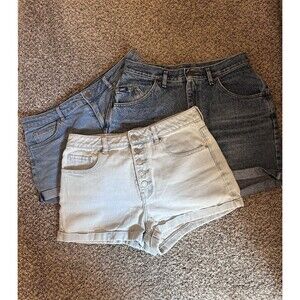 High Waisted Jean Shorts Lot Of 3 Mom Jeans Cuffed Button Front Size 9/10